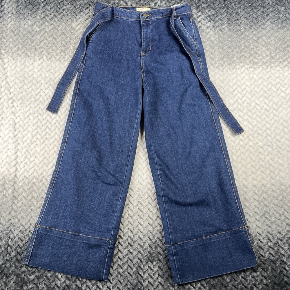 Oat New York High-Rise Wide-Leg Jeans — Dark Blue Denim